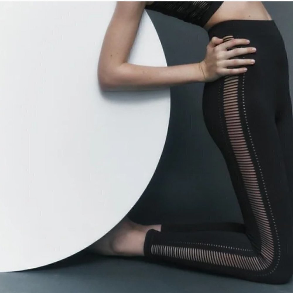 Zara Seamless NWT Cut Out Leggings Dark Gray Size XS